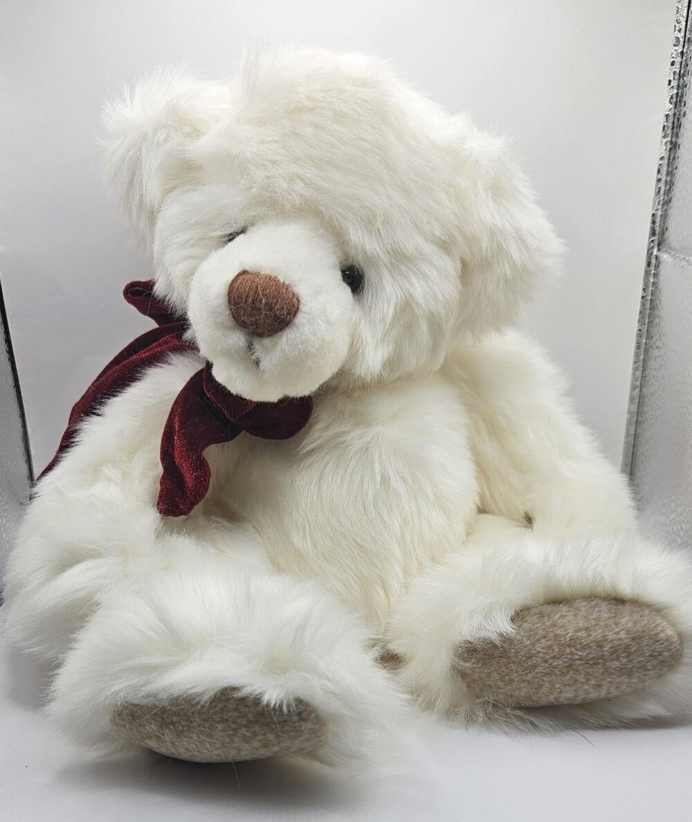 RUSS Ribbons Bear Bears From The Past 10" Tall White Plush Bear W TAG Vintage